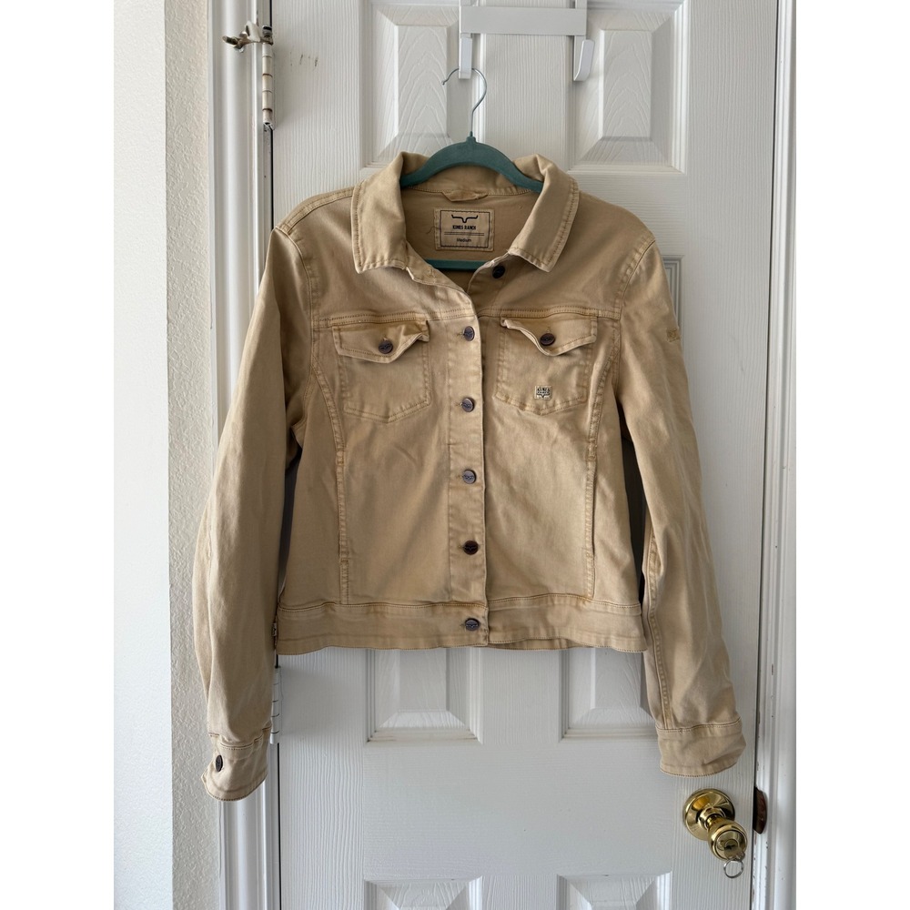Kimes Ranch Art of the Cowgirl Tan Denim Jacket Medium Western Rodeo - Picture 2 of 10